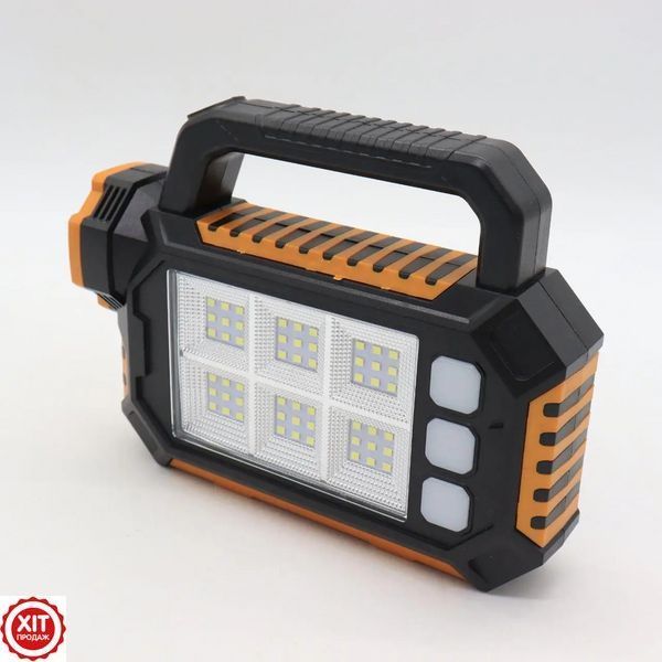 Ліхтар акумуляторний, 3 режими, USB, сонячна панель, 2800мАч, HS-8029-1-A, 7+54 SMD / Переносний ліхтарик / Прожектор з павербанк  0234564443 фото