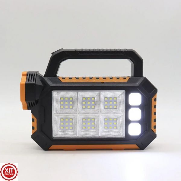 Ліхтар акумуляторний, 3 режими, USB, сонячна панель, 2800мАч, HS-8029-1-A, 7+54 SMD / Переносний ліхтарик / Прожектор з павербанк  0234564443 фото