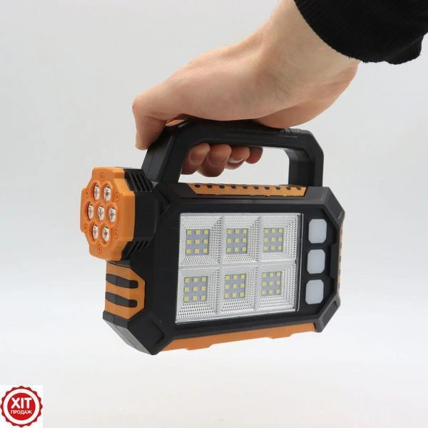 Ліхтар акумуляторний, 3 режими, USB, сонячна панель, 2800мАч, HS-8029-1-A, 7+54 SMD / Переносний ліхтарик / Прожектор з павербанк  0234564443 фото