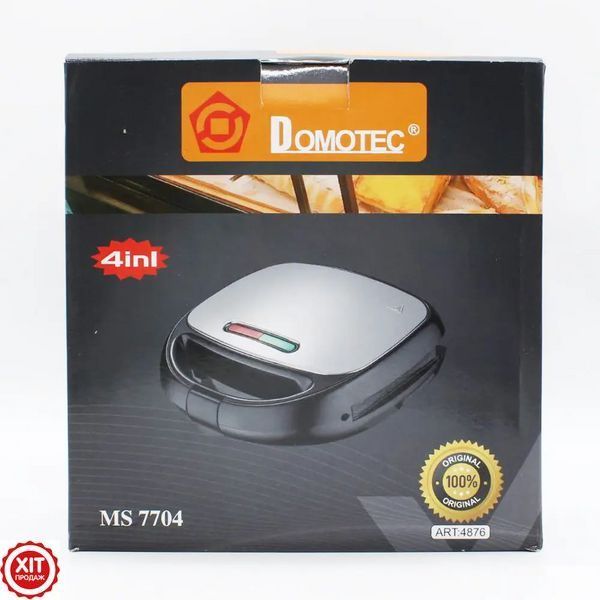 Сендвічниця 4в1 Domotec MS-7704 + Подарунок Кухонні ваги SF 400 / Бутербродниця / Горішниця / Мультипекарь   0123460041 фото