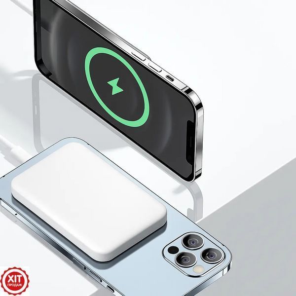 Магнітний павербанк 10000mAh, з підтримкою MagSafe, Type-C / Power Bank / Повербанк бездротовий   0234583834 фото