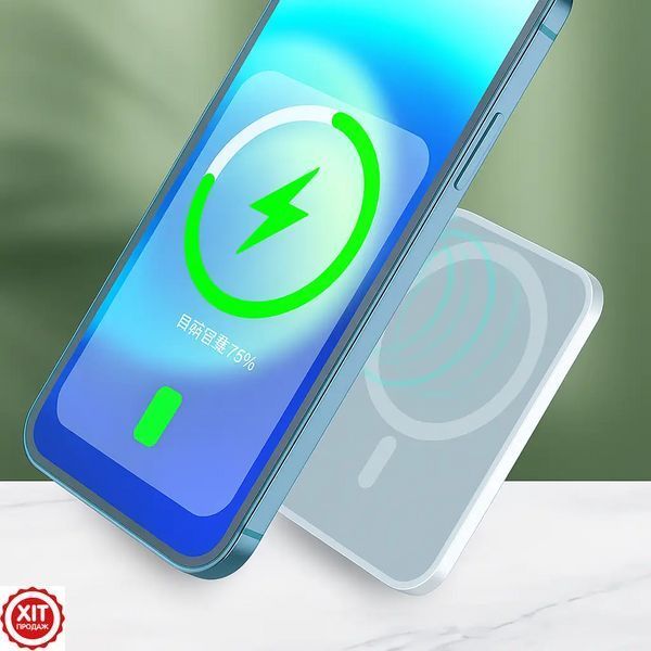 Магнітний павербанк 10000mAh, з підтримкою MagSafe, Type-C / Power Bank / Повербанк бездротовий   0234583834 фото