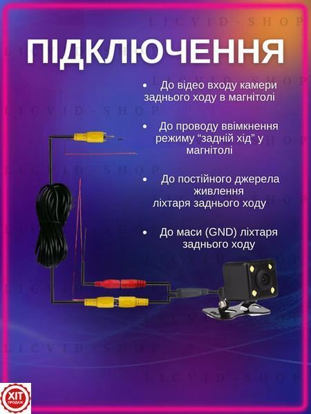 Камера заднього виду на авто з діодним підсвічуванням 4LED / Камера для паркування / Камера для заднього огляду в авто 0234566621010 фото