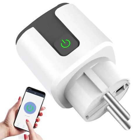 Розумна WiFi розетка з енергометром, на 20А, Tuya Smart 4400Вт, Біло-Сірий / Смарт розетка з лічильником електроенергії  023456741602 фото