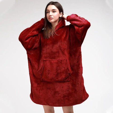 Плед толстовка з капюшоном (80х100 см), HUGGLE HOODIE, унісекс, Бордовий / Тепла толстовка-плед для дому  0123461389 фото