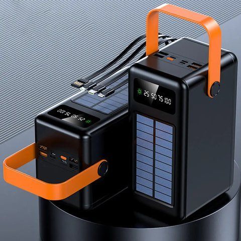 Повербанк 160000мАг з сонячною панеллю, 4хUSB, JS-640CX / Потужний павербанк для телефону / УМБ / Power Bank 02345737360 фото