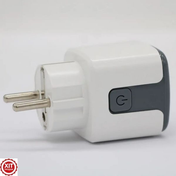 Розумна WiFi розетка з енергометром, на 20А, Tuya Smart 4400Вт, Біло-Сірий / Смарт розетка з лічильником електроенергії  023456741602 фото