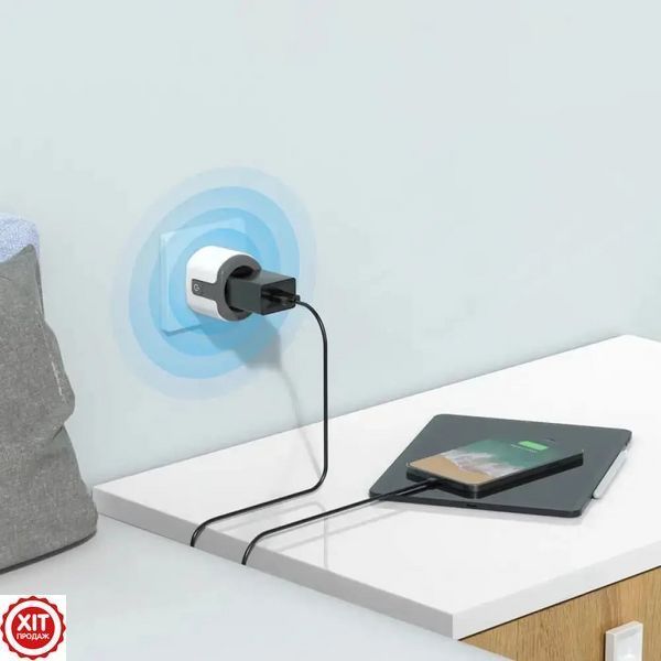 Розумна WiFi розетка з енергометром, на 20А, Tuya Smart 4400Вт, Біло-Сірий / Смарт розетка з лічильником електроенергії  023456741602 фото