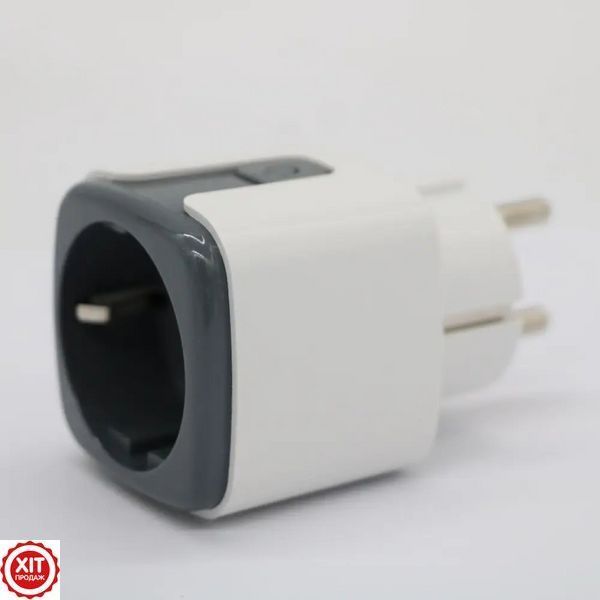 Розумна WiFi розетка з енергометром, на 20А, Tuya Smart 4400Вт, Біло-Сірий / Смарт розетка з лічильником електроенергії  023456741602 фото