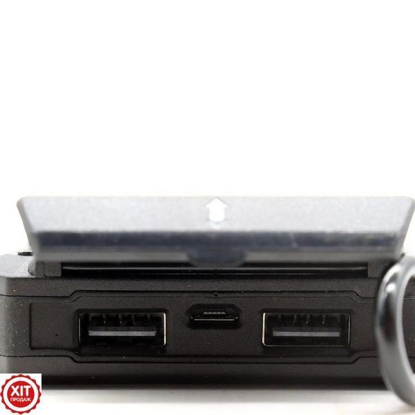Ударостійкий повербанк 20000 mAh із сонячною батареєю 2хUSB, Чорний / Сонячний Powerbank з ліхтарем  0234575185 фото