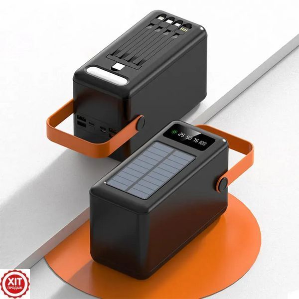 Повербанк 160000мАг з сонячною панеллю, 4хUSB, JS-640CX / Потужний павербанк для телефону / УМБ / Power Bank 02345737360 фото