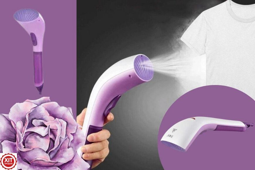 Ручний відпарювач для одягу + насадка щітка, 1000Вт, WELX Hand Steamer / Вертикальна парова праска 02345703260 фото