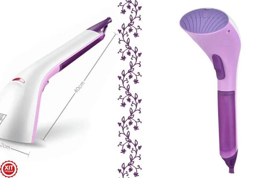 Ручний відпарювач для одягу + насадка щітка, 1000Вт, WELX Hand Steamer / Вертикальна парова праска 02345703260 фото