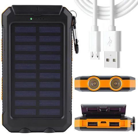 Повербанк 50000мАг з сонячною панеллю, 2хUSB + ліхтарик / Павербанк для телефону / Power Bank / УМБ 0234574900 фото