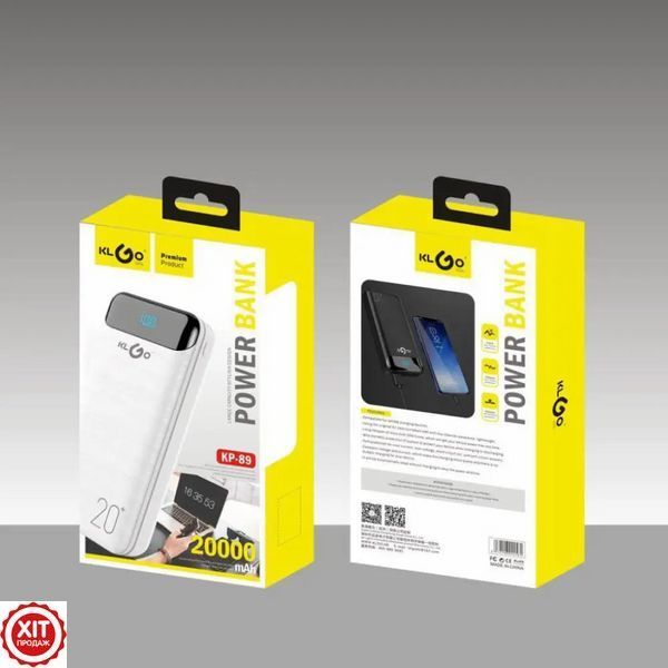 Повербанк з дисплеєм 20000мАч, KP-89 / Павер банк / Power bank / Зовнішній акумулятор / УМБ 0234573538 фото