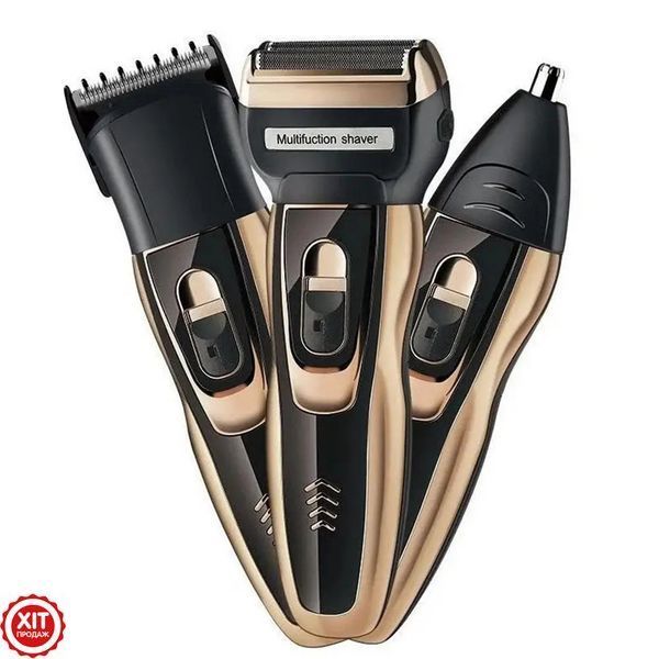 Електробритва триммер 3в1 Geemy GM 595 + Подарунок USB ліхтарик / Набір для стрижки волосся / Тример для бороди 0123458428 фото