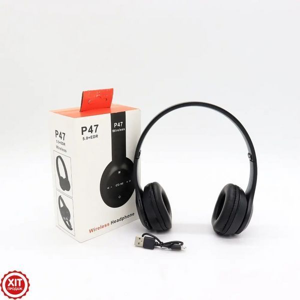 Бездротові Bluetooth навушники P47 з MP3 плеєром / Накладні навушники / Блютуз навушники 0123460018 фото
