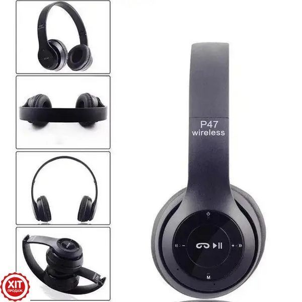 Бездротові Bluetooth навушники P47 з MP3 плеєром / Накладні навушники / Блютуз навушники 0123460018 фото