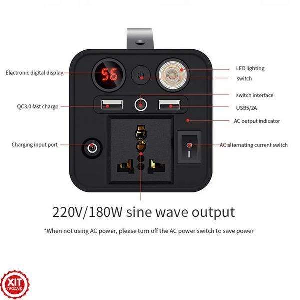 Портативна зарядна станція 200Вт, 50000мАг (220В+USB+DC) OKD-200 / Зарядна електростанція для дому 0234575826 фото