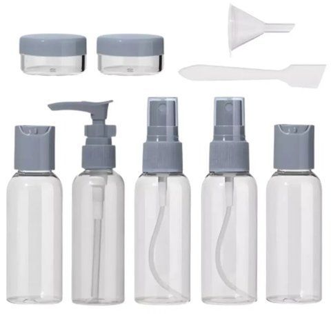 Набір дорожніх ємностей 9в1 + косметичка Travel Bottle Set / Набір баночок для подорожей / Комплект флаконів  0234575629 фото