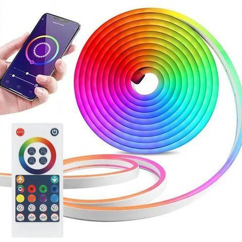 Розумна неонова стрічка RGB 5м, від USB, з Bluetooth та пультом / Світлодіодна підсвітка в кімнату / Гнучкий неон 0234576026 фото