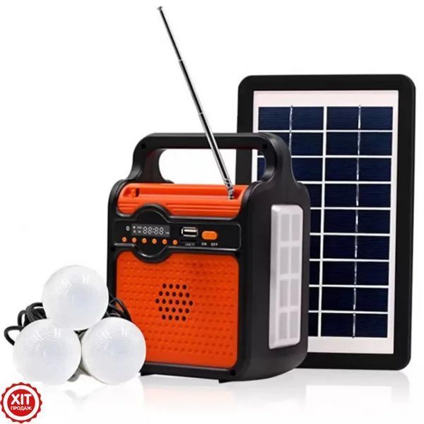 Ліхтар + PowerBank 4500 mAh EP-371BT + 3 лампочки / Портативна сонячна станція / Переносний ліхтар  0234565527 фото