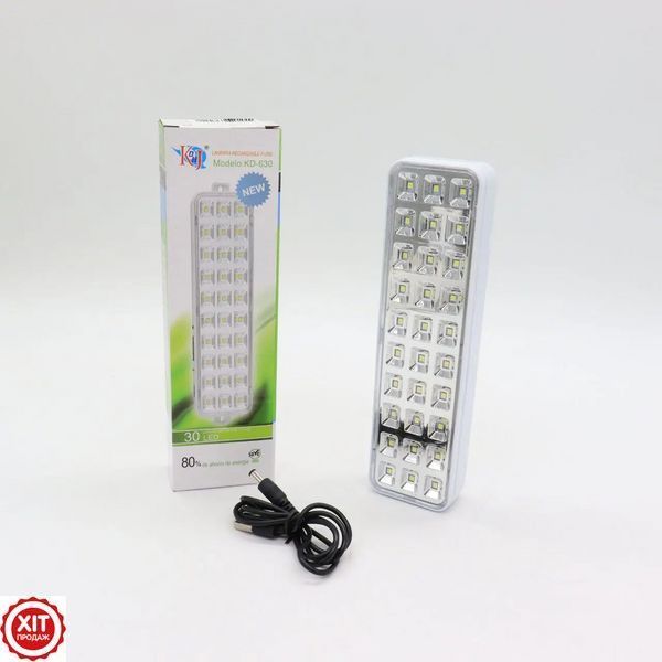 Аварійний світильник-ліхтар 1200 мАг, 30 LED, KD-630 / Світлодіодна LED лампа на акумуляторі, 2 режими 0234565328 фото