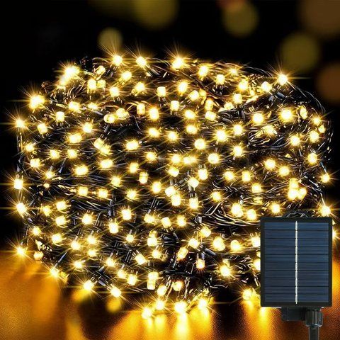 Гірлянда на сонячній батареї, 50м, 500LED, Теплий білий / Вулична гірлянда сонячна / Новорічна гірлянда для вулиці  0234590218 фото