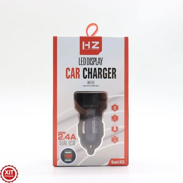 Адаптер автомобільний CAR USB HC6 на 2 USB / Автомобільний зарядний пристрій в прикурювач  0234571211 фото