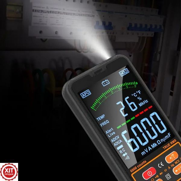 Смарт мультиметр цифровий 10А, 600V з автопопередженням, на батарейках, Т5 / Електронний вольтметр 0234576624 фото