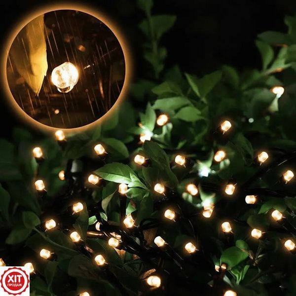 Гірлянда на сонячній батареї, 150 м, 1500LED, Теплий білий / Вулична гірлянда сонячна / Новорічна гірлянда для вулиці  023459021802 фото