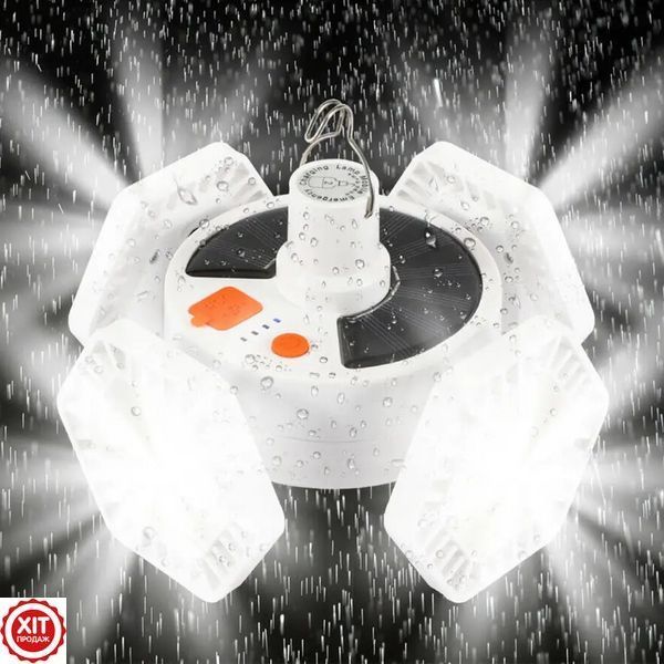 Кемпінговий LED ліхтар із сонячною панеллю до 10 год, 5000мАг, 169LED + Подарунок Адаптер з індикатором напруги 0234568178 фото
