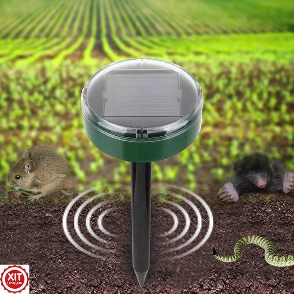 Комплект 2 шт, Ультразвуковий відлякувач кротів, гризунів Garden Pro / Відлякувач на сонячній батареї 0234562354 фото