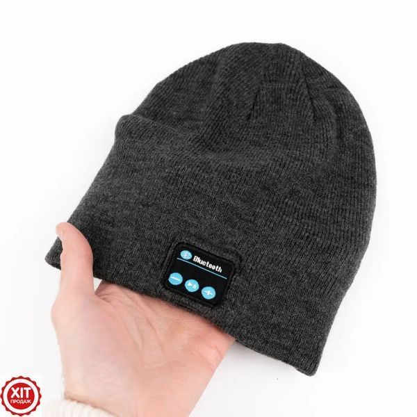 Шапка з Bluetooth навушниками та мікрофоном 22х21см, від USB / Трикотажна шапка з гарнітурою / Шапка-колонка 0123457821 фото