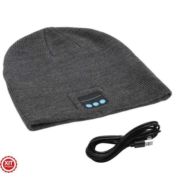 Шапка з Bluetooth навушниками та мікрофоном 22х21см, від USB / Трикотажна шапка з гарнітурою / Шапка-колонка 0123457821 фото