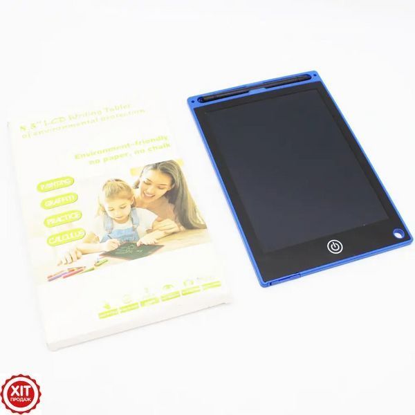 Розвиваючий графічний LCD планшет для малювання (8,5") + стілус, Dex, Синій / Кольорова дошка для записів  0234566317 фото
