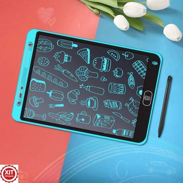 Розвиваючий графічний LCD планшет для малювання (8,5") + стілус, Dex, Синій / Кольорова дошка для записів  0234566317 фото