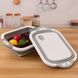 Складна дошка для обробки, з мискою 3 в 1 Chopping Board, Біло-сіра / Дошка кухонна з клапаном для зливу  0123459994 фото
