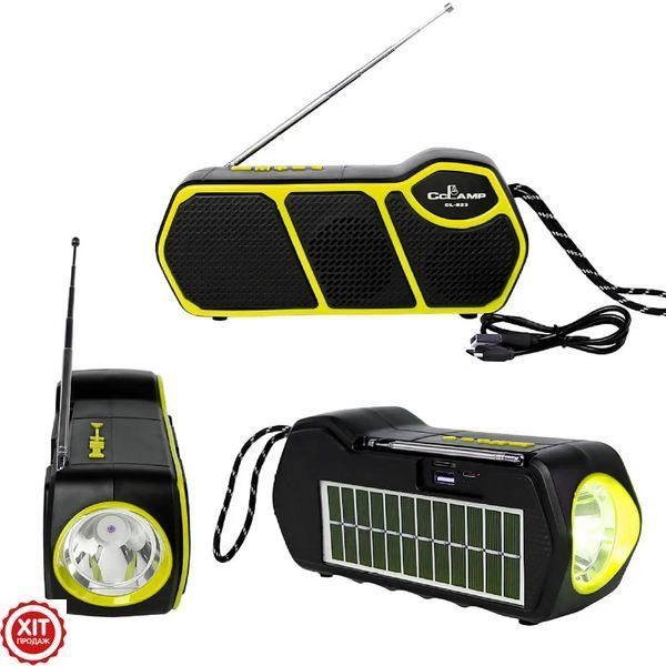 Bluetooth колонка CL-823, з сонячною панеллю та ліхтариком / Портативний радіоприймач з PowerBank  0234568169 фото