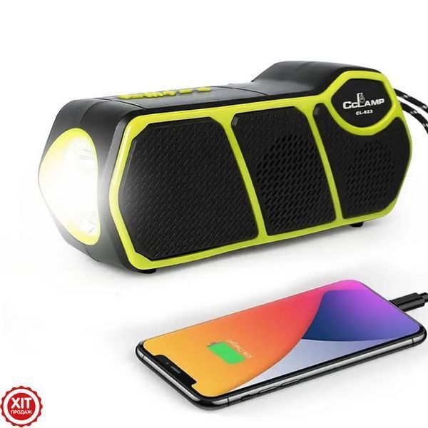 Bluetooth колонка CL-823, з сонячною панеллю та ліхтариком / Портативний радіоприймач з PowerBank  0234568169 фото
