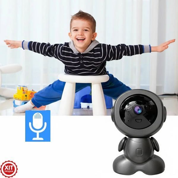 Поворотна відеокамера від USB 360&deg; Q1, Чорна / Цифрова відеоняня з мікрофоном / Дротова камера спостереження для дітей та тварин 0234592710 фото