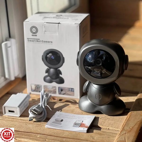 Поворотна відеокамера від USB 360&deg; Q1, Чорна / Цифрова відеоняня з мікрофоном / Дротова камера спостереження для дітей та тварин 0234592710 фото