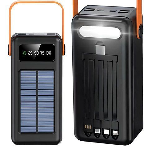 Повербанк 100000mAh із сонячною батареєю 4хUSB + 4 перехідника, JS-638CX / Павербанк для телефону / Power Bank   0234573733 фото