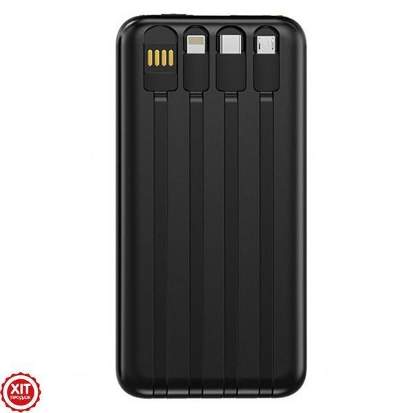 Повербанк 30000mAh з вбудованими кабелями, 2хUSB, PB-461, Чорний + 2 Подарунки / Павербанк для зарядки / PowerBank для телефону   0234591041 / 0234560363 / 0234562554 фото