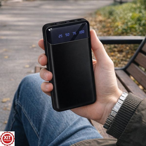 Повербанк 30000mAh з вбудованими кабелями, 2хUSB, PB-461, Чорний + 2 Подарунки / Павербанк для зарядки / PowerBank для телефону   0234591041 / 0234560363 / 0234562554 фото