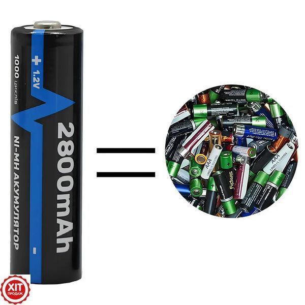 Комплект 4шт Акумулятор пальчиковий АА, 2800mAh Arexes / Акумуляторна батарейка / Багаторазова батарейка 0234571627 фото