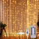 Гірлянда Штора, від USB, 3х2м, 200 LED, Теплий білий / Новорічна гірлянда на вікно з пультом на мідному дроті  023456380102 фото 1
