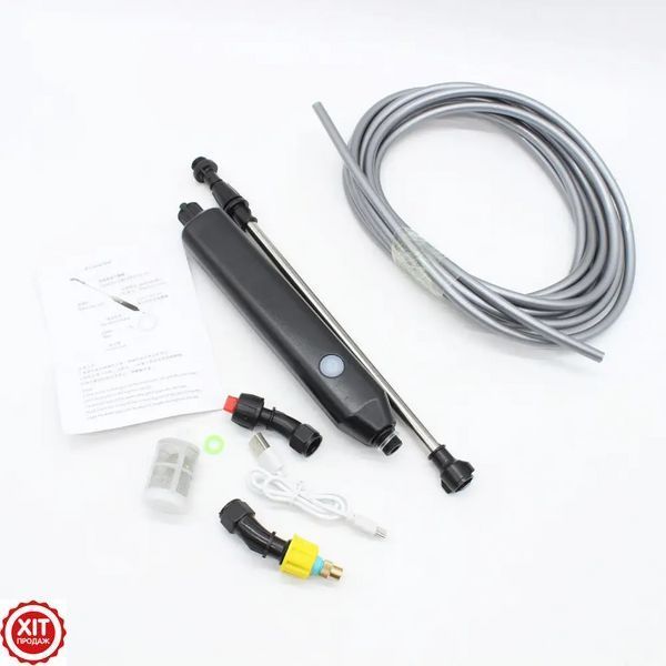Акумуляторний обприскувач (3м) + 2 насадки, з USB, Чорний / Садовий електрообприскувач / Ручний обприскувач  0234577894 фото
