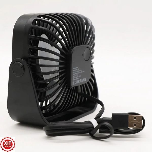USB вентилятор настільний 5Вт (3 режими) Topk, Чорний / Міні вентилятор з USB / Вентилятор для столу  0234572671 фото