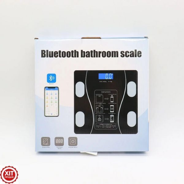 Ваги смарт підлогові до 180 кг A-8003 Чорні / Розумні фітнес ваги Bluetooth + додаток на телефон   0234560864 фото